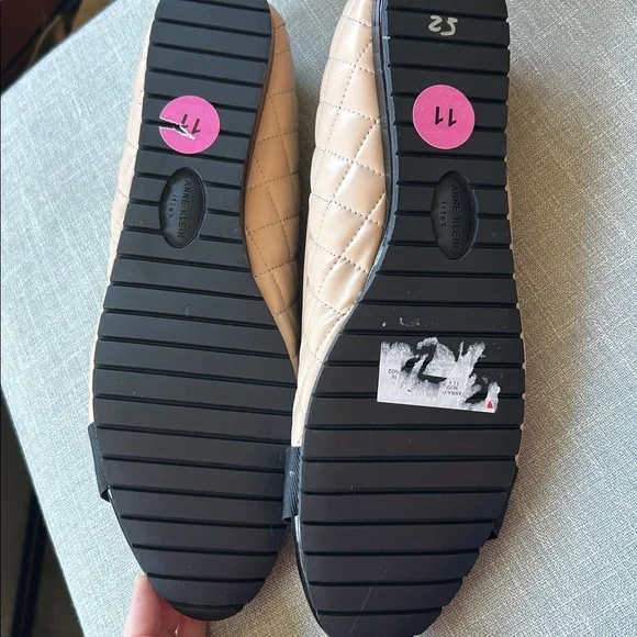 Anne Klein Nude Quilted Flats with Black Bow - Picture 2 of 3